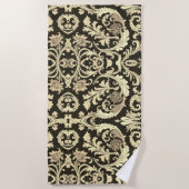 Braun Fleur Antique Muster Strandtuch (Vorderseite)