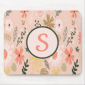Braun-Floral-Monogramm-Quadrat-Maus-Pad Mousepad (Vorne)