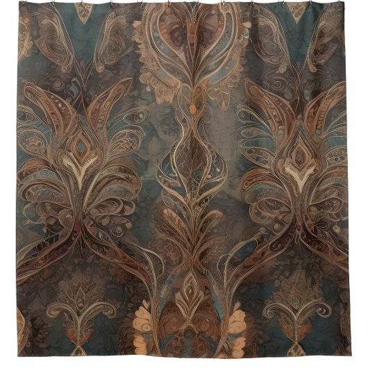 Braun floraler Boho Duschvorhang Art 2 (Vorderseite)