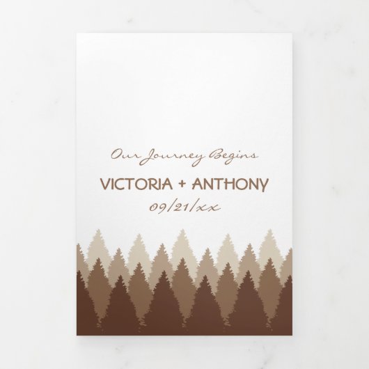 Braun Forest Range Wald Hochzeitssuite Dreifach Gefaltete Einladung (Cover)