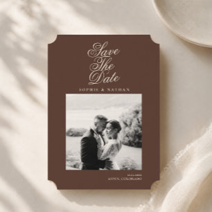 Braun Fotografieren Save-the-Date im Stil des alte Einladung