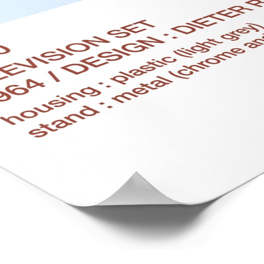 Braun FS 80 Television Set - Dieter Rams Poster (Ecke)