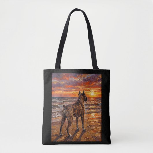 Braun-gefleckte Boxer am Sunset Beach Boxer-Hunde- Tasche (Vorderseite)