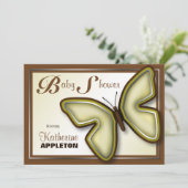 Braun & gelb Schmetterling Kinderdusche Einladunge Einladung (Stehend Vorderseite)