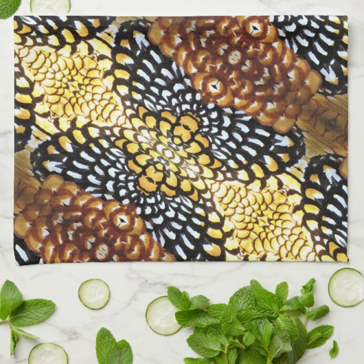 Braun, Gelb Schwarz und Weiß Reeve Fasan Geschirrtuch (Gefaltet)