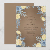 Braun-gelbe Blätterhochzeit Einladung (Vorne/Hinten)