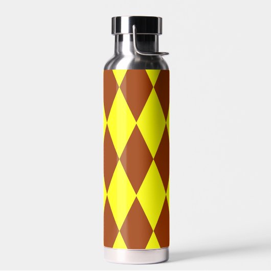 Braun Gelbe Harlekin Karomuster Design Trinkflasche (Links)
