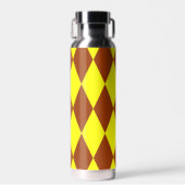 Braun Gelbe Harlekin Karomuster Design Trinkflasche (Vorne)