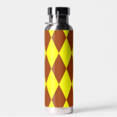 Braun Gelbe Harlekin Karomuster Design Trinkflasche (Rechts)