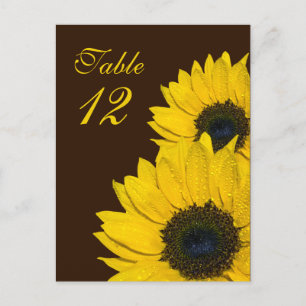Braun-Gelbe Hochzeitskarte für Sonnenblumen Tischn Postkarte