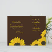 Braun-Gelbe Hochzeitsprogramm für Sonnenblumen (Stehend Vorderseite)
