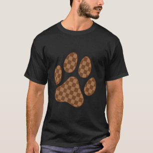 Braun-gelbe Schachbrett-Katze-Hund-Pfotenabdruck-Ä T-Shirt