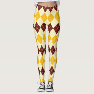 Braun - Gelber Schottischer Tartan-Muster Leggings