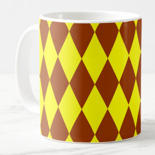 Braun-gelbes Harlekin-Karomuster-Design Kaffeetasse