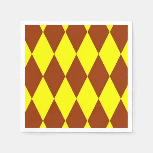 Braun-gelbes Harlekin-Karomuster-Design Serviette (Vorderseite)