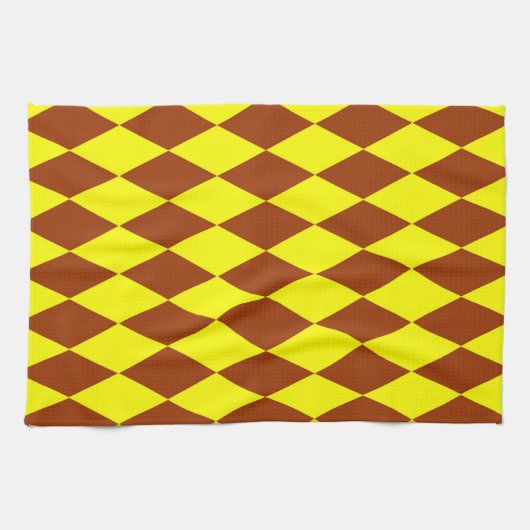 Braun-gelbes Harlekin-Karomuster Geschirrtuch (Horizontal)