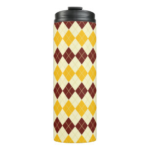 Braun - Gelbes schottisches Tartan-Muster Thermosbecher