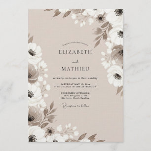 Braun-gemusterte Hochzeit im Whimsy-Stil Einladung