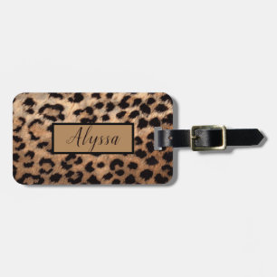 Braun Gepard Leopard Tierdruck Personalisiert Gepäckanhänger