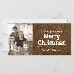 Braun geprägte Leder-Weihnachtskarte mit Foto Feiertagskarte