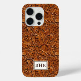 Braun geprägtes Leder mit Monogramm Case-Mate iPhone Hülle