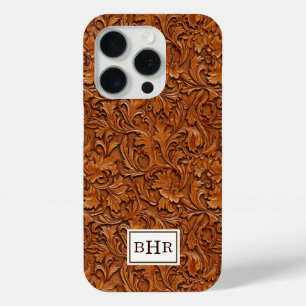 Braun geprägtes Leder mit Monogramm Case-Mate iPhone Hülle