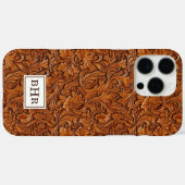 Braun geprägtes Leder mit Monogramm Case-Mate iPhone Hülle (Rückseite (Horizontal))