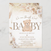 Braun Geschlecht Neutral Bear Boho Babydusche Einladung (Vorne/Hinten)