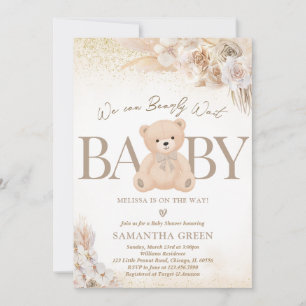 Braun Geschlecht Neutral Bear Boho Babydusche Einladung
