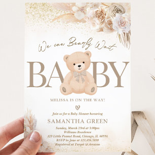 Braun Geschlecht Neutral Bear Boho Babydusche Einladung