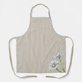 Braun gestreifte Blumen-Watercolor-Margerite Schürze