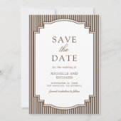 Braun gestreifte Foto-Hochzeit Save The Date (Vorderseite)
