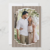 Braun gestreifte Foto-Hochzeit Save The Date (Rückseite)