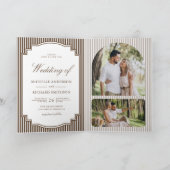 Braun gestreifte Hochzeit mit QR-Code-Foto Einladung (Innenseite)