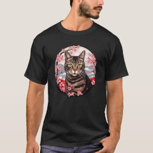 Braun getigerte Katze Kirschblüte Lustige Haustier T-Shirt