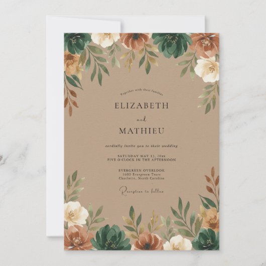 Braun getönte Hochzeit Einladung (Vorderseite)