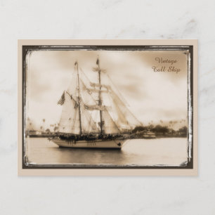 Braun getönte Vintage-Postkarte eines hohen Schiff Postkarte