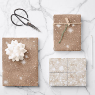 Braun glänzender Kakao-Geburtstag Geschenkpapier Set