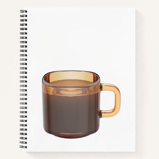 Braun-Glas-Kaffeetasse mit Braukaffee Notizblock (Vorderseite)