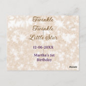 Braun glitzernder funkelnder kleiner Stern Geburts Postkarte (Rückseite)