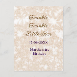 Braun glitzernder funkelnder kleiner Stern Geburts Postkarte