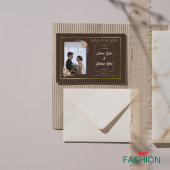 Braun & Gold Einfache Hochzeit Sichern Sie die Dat