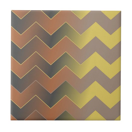 Braun Gold Geometrisches Chevron Zick-Zack-Muster Fliese (Vorderseite)