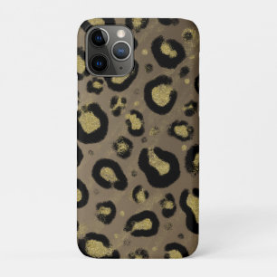 Braun Gold Glitter & Schwarz Leopard Gepard Druck Case-Mate iPhone Hülle