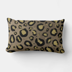 Braun Gold Glitter & Schwarz Leopard Gepard Druck Lendenkissen