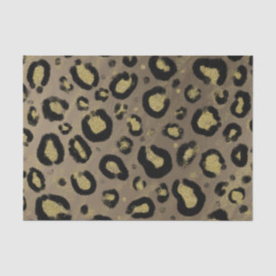 Braun Gold Glitter & Schwarz Leopard Gepard Druck Seidenpapier