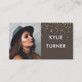 Braun | Gold-Glitzer | FOTO | QR-Code | Sozial Visitenkarte (Vorderseite)