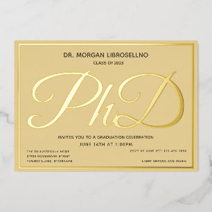 Braun Gold PhD Abschlussfeier Folieneinladung
