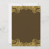 Braun & Gold Spitzen Elegante Hochzeit Einladung (Rückseite)