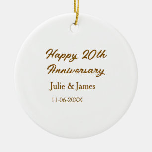 Braun goldenes glückliches 20. Jubiläum Name datsi Keramik Ornament